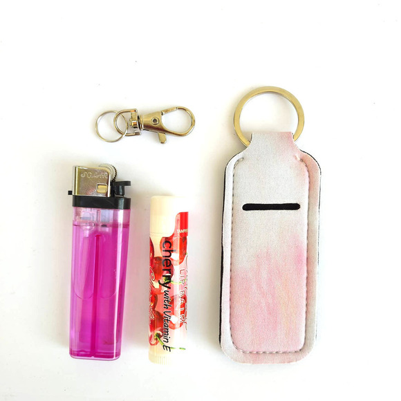 5/$25 Stocking Stuffers Tie Dye Lip Balm Holder Keychain Lipstick Holder Lighter - Picture 1 of 1